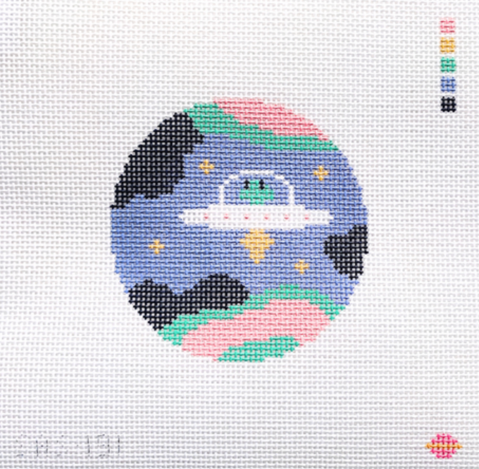 saturnalia Starbound Alien Round needlepoint canvas