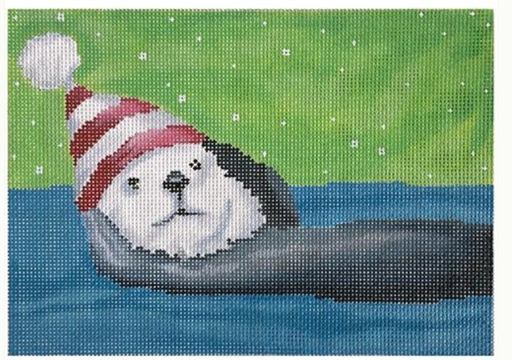 scott church Otters Christmas needlepoint canvas
