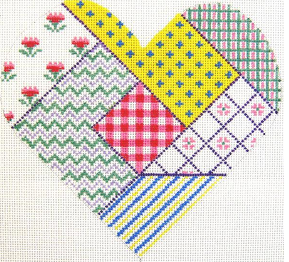 silver needle Patchwork Heart needlepoint canvas