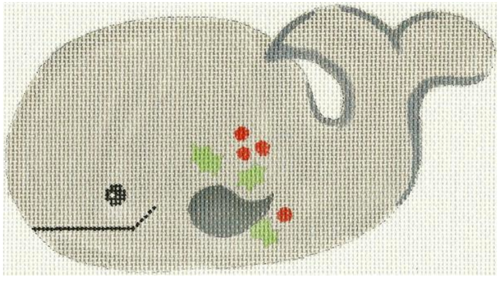silver needle Whale Ornament needlepoint canvas