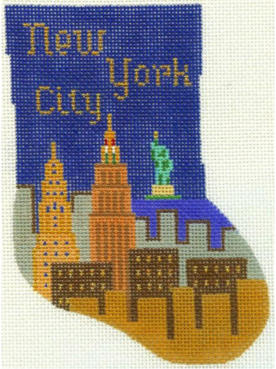 silver needle new york city mini stocking needlepoint canvas