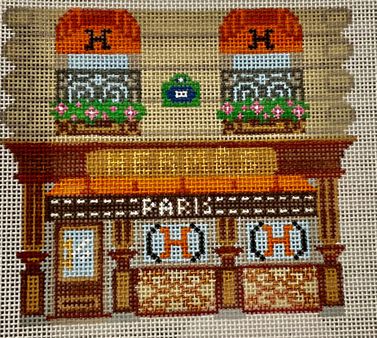skooters designs Hermes H Paris Storefront needlepoint canvas