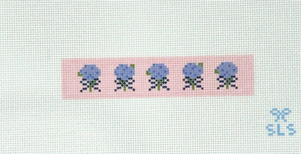 sls Hydrangea Stems on Pink Key Fob needlepoint canvas