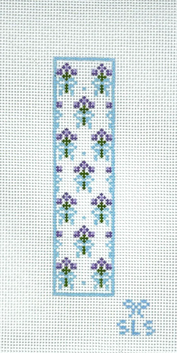 sls needlepoint Bouquets Purple Key Fob canvas