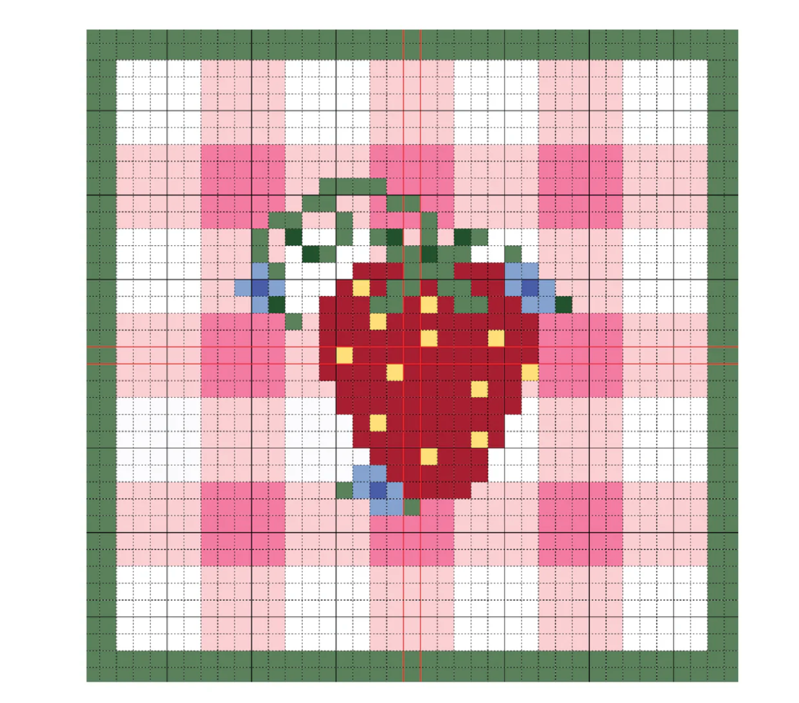 sls needlepoint Pink Strawberry and Gingham Mini canvas