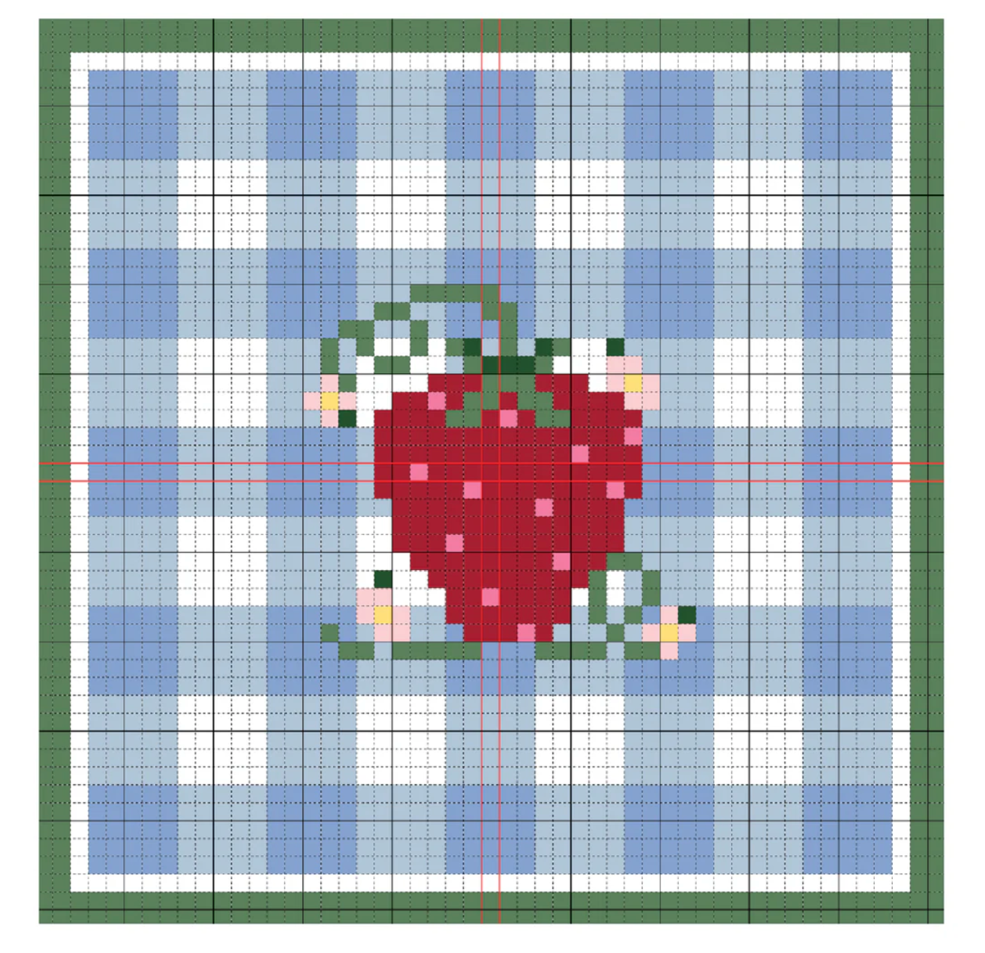 sls needlepoint Strawberry Coaster blue gingham needlepoint canvas