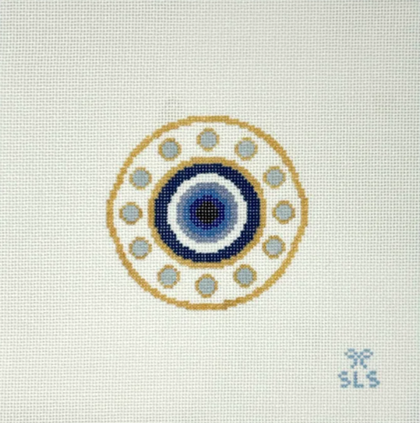 sls needlepoint evil eye round needlepoint canvas