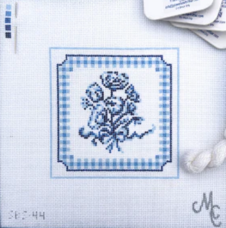 spellbound stitchery Forget Me Knot in Indigo needlepoint Canvas