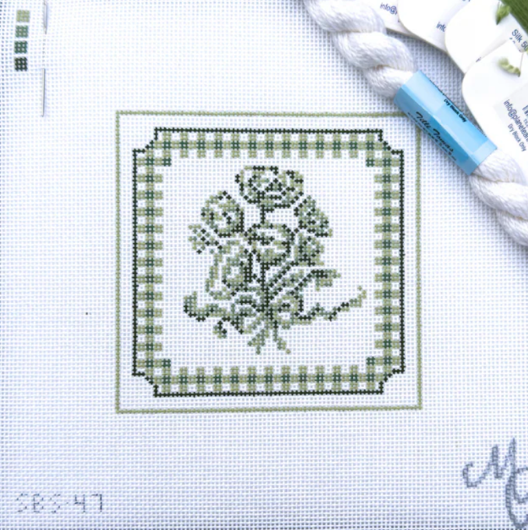 spellbound stitchery Forget Me Knot in Meadow Green needlepoint Canvas