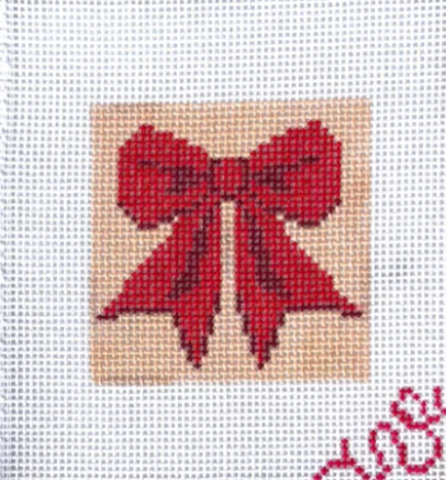 spellbound stitchery Tiny Bow in Red needlepoint canvas