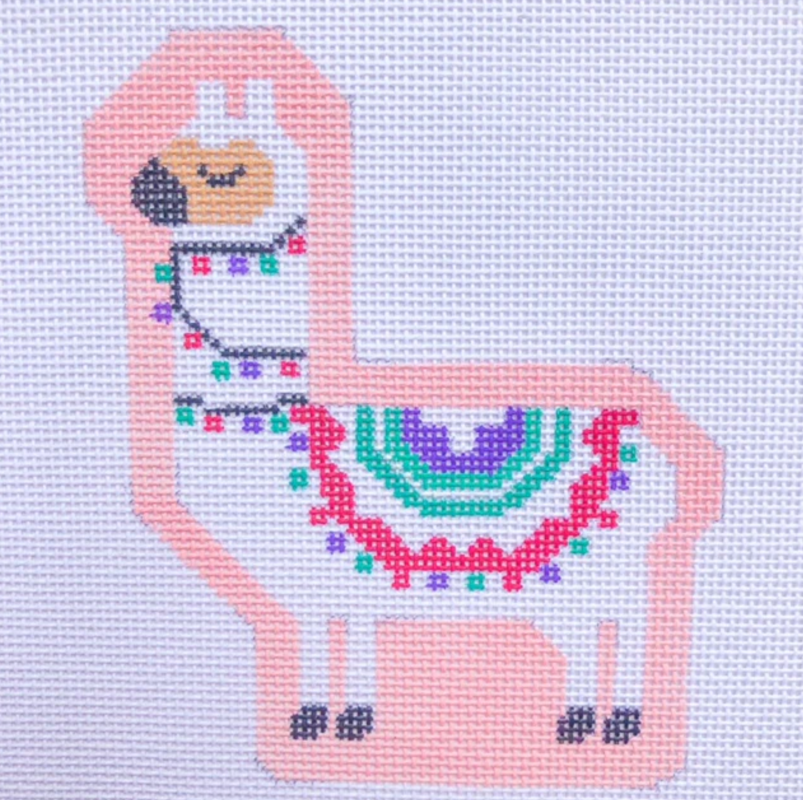 stitch rock Larry the Llama Peach needlepoint canvas