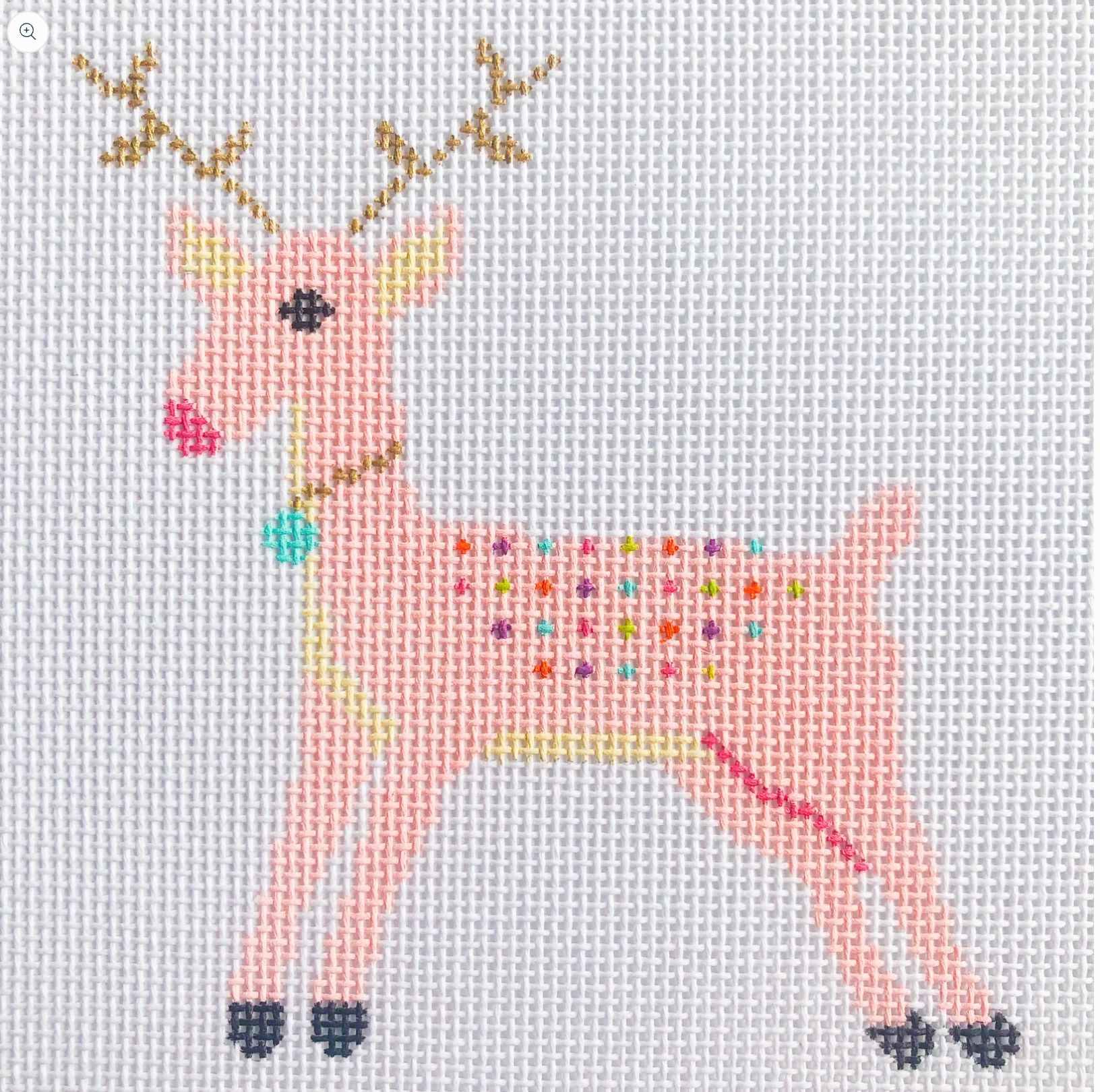 stitch rock Pink Reindeer ornament needlepoint canvas