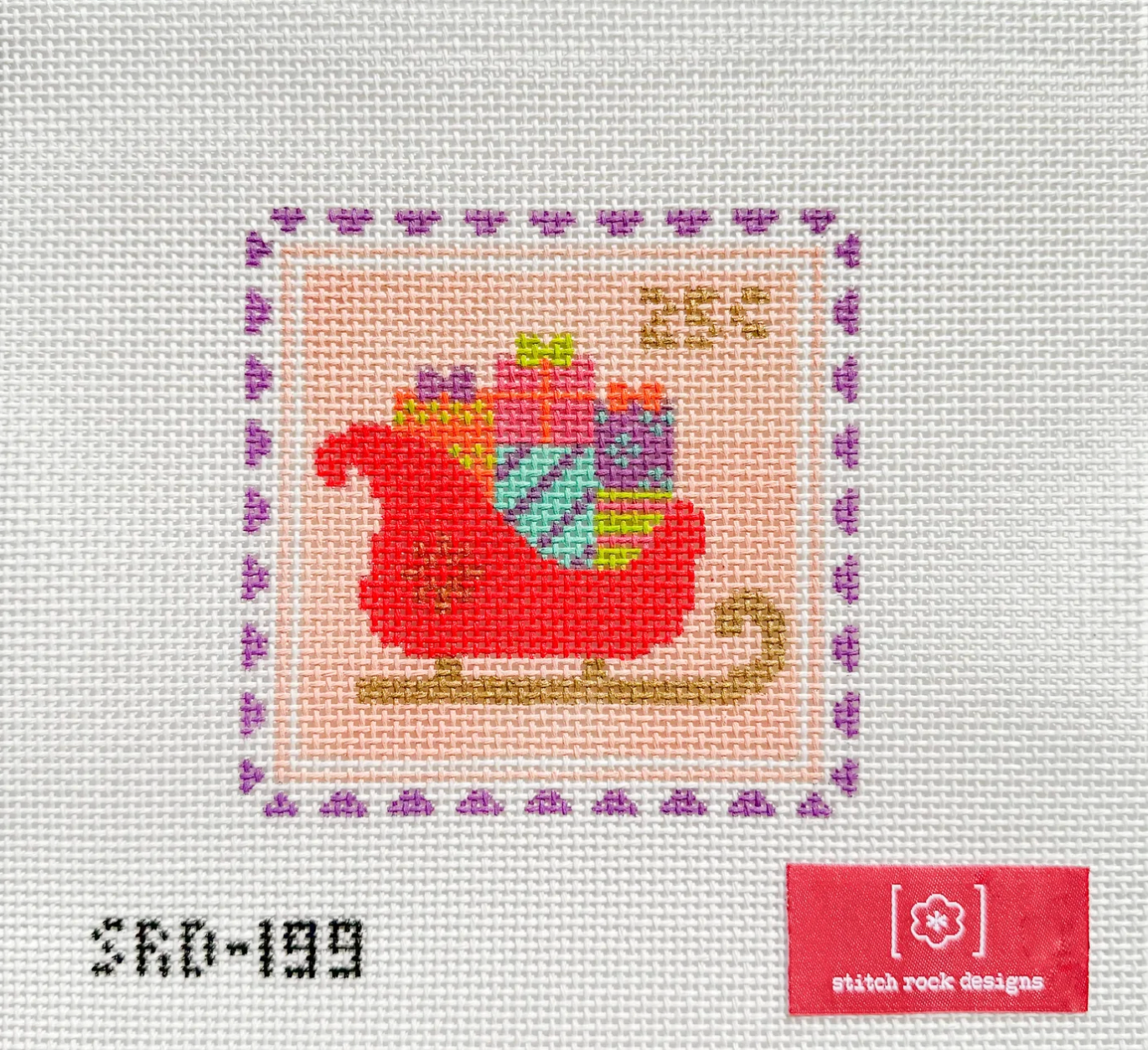 stitch rock Sleigh Stamp needlepoint canvas