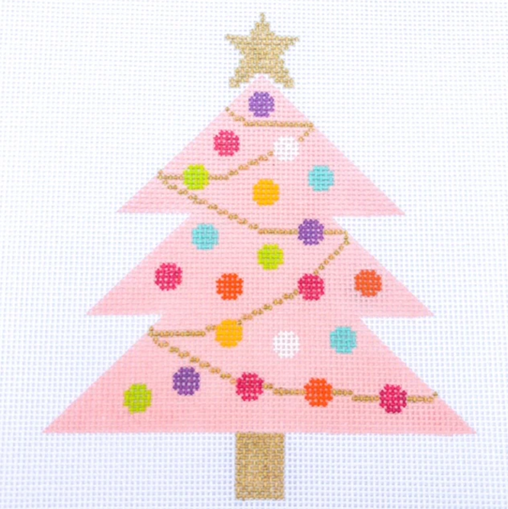 stitch rock pink tree needlepoint canvas