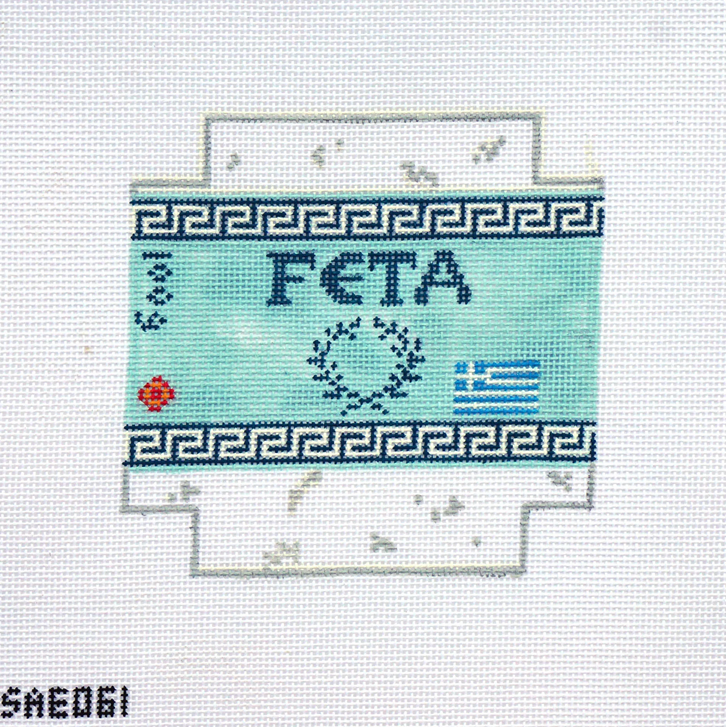 stitch style 3D Feta Cheese needlepoint canvas