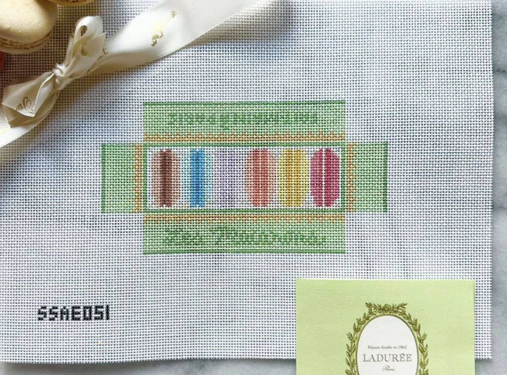 stitch style 3D Macaron Box needlepoint canvas
