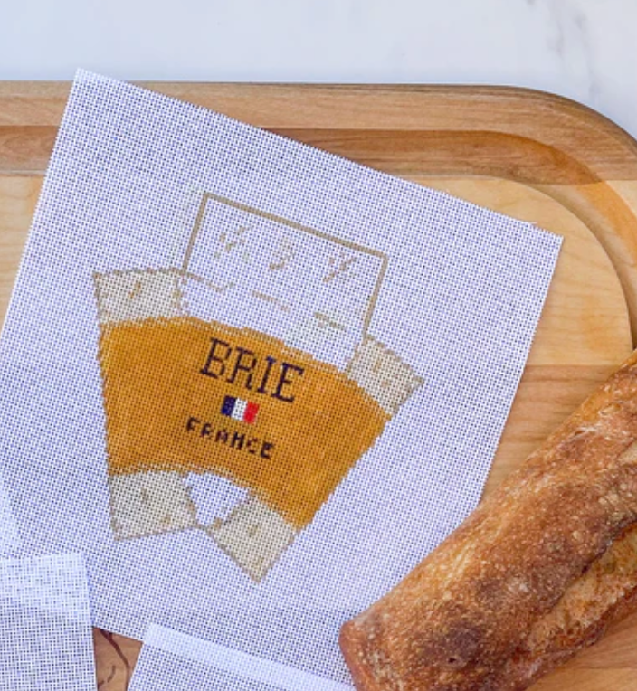 stitch style 3D Wedge of Brie Cheese needlepoint canvas
