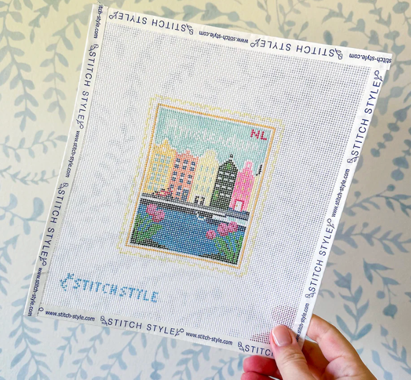stitch style Amsterdam Stamp needlepoint canvas