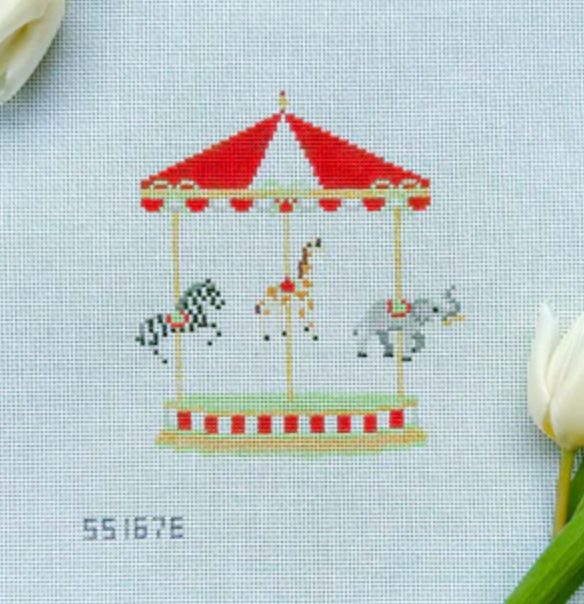 stitch style Circus Carousel needlepoint canvas