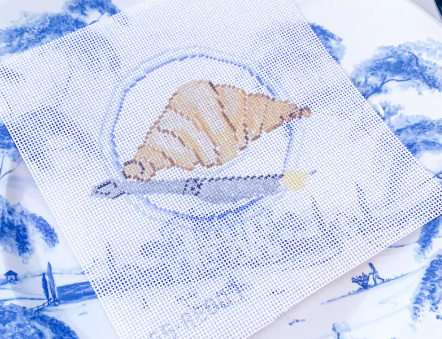 stitch style Croissant needlepoint canvas