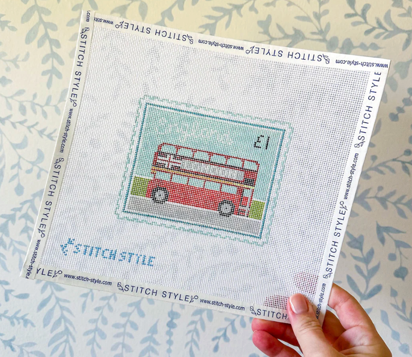 stitch style Double Decker London Bus Stamp needlepoint canvas