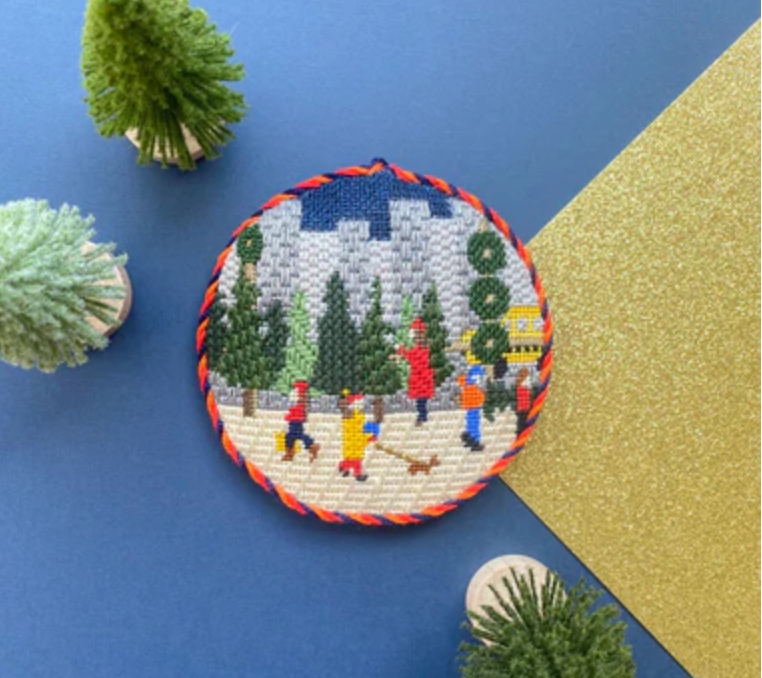 stitch style city christmas tree stall needlepoint canvas
