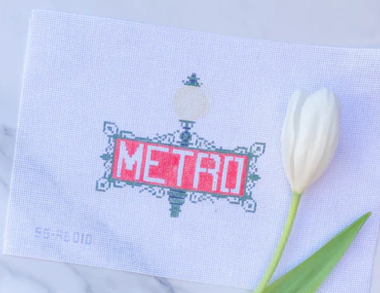 stitch style paris Metro Station Sign needlepoint canvas
