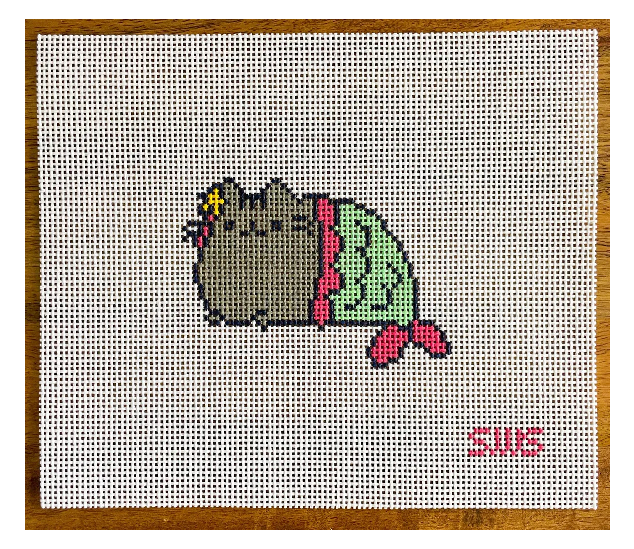 stitching with stacey Mermaid Cat Pusheen needlepoint canvas