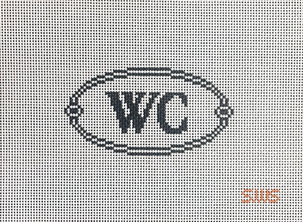 stitching with stacey Oval Water Closet Sign needlepoint canvas