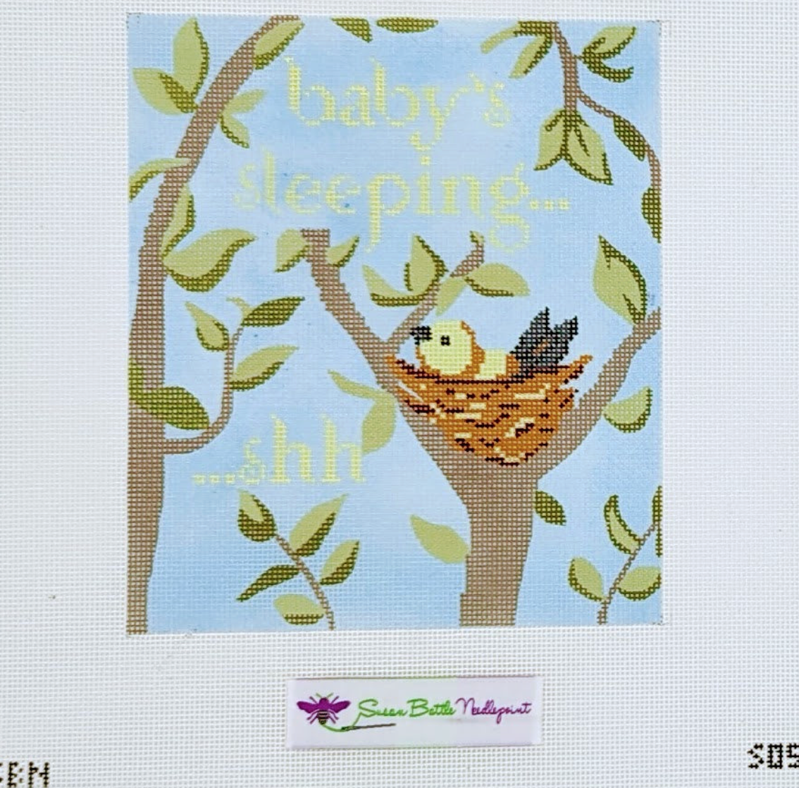 susan battle Baby Bird Sleeping needlepoint canvas