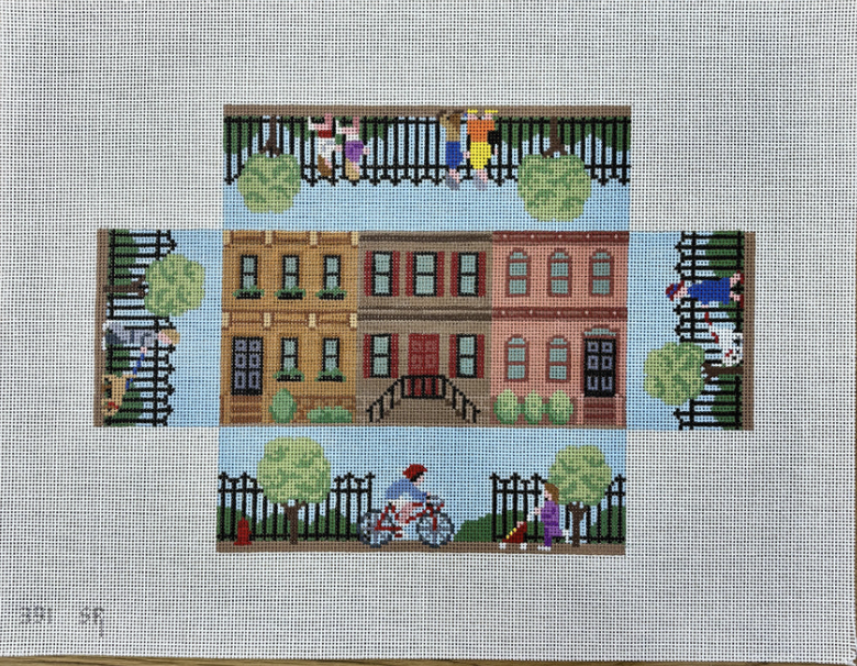 susan roberts Brownstone Walk Brick Cover needlepoint canvas