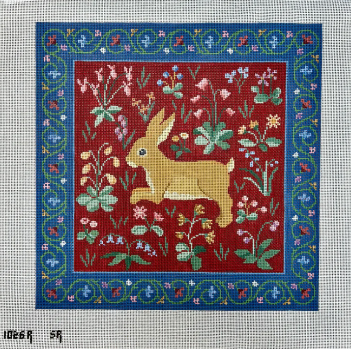 Cluny Rabbit, Red – Rita's needlepoint