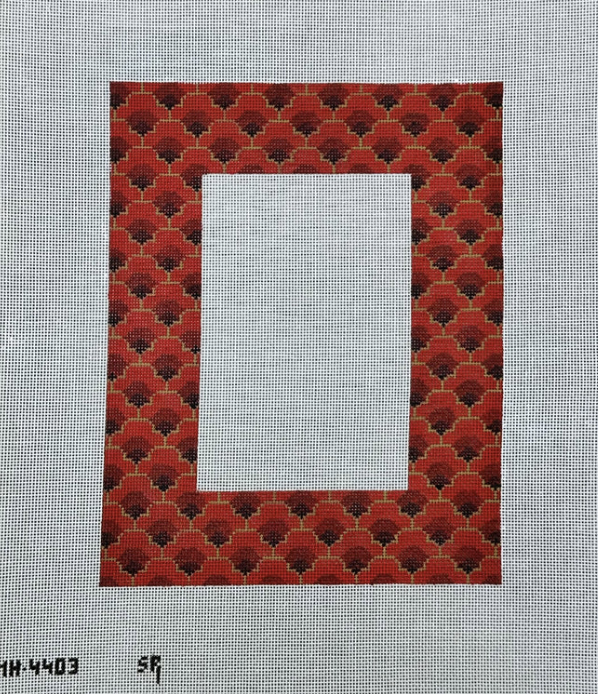 susan roberts Red Scallop frame needlepoint canvas