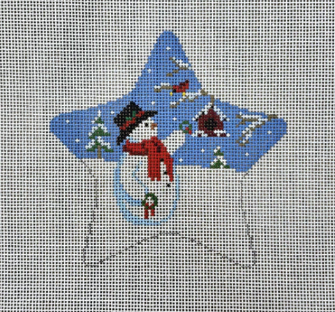 susan roberts Snowman with Wreaths Star needlepoint canvas