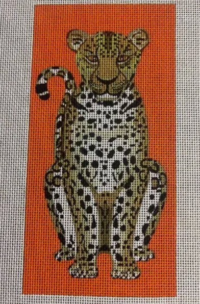 the collection Leopard On Orange Eyeglass Case needlepoint canvas