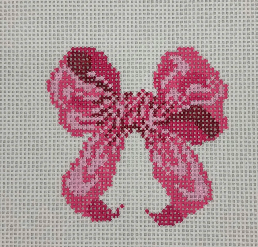 the collection Pink Bow bag charm two inch needlepoint canvas