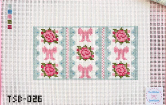 the stitched bowtique Bows & Roses insert needlepoint canvas