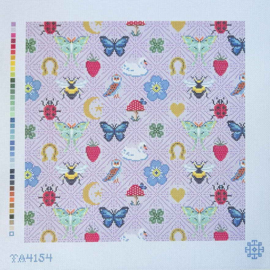 thorn alexander Lilac Folklore Pillow needlepoint canvas