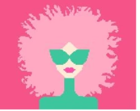 voila Pink Hair Girl needlepoint canvas
