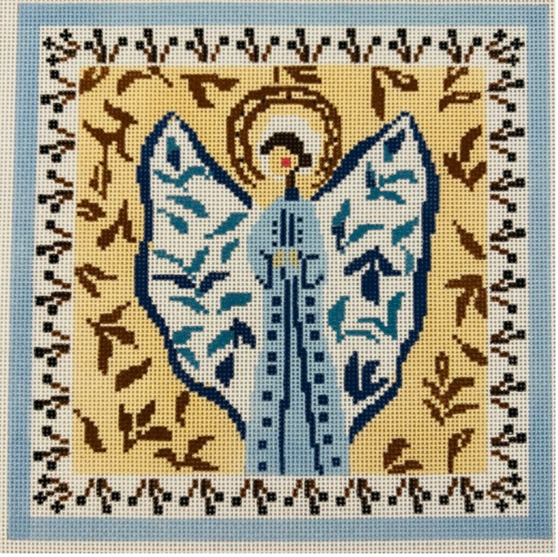 walker needlepoint Joyful Angel, Blue & Tan needlepoint canvas