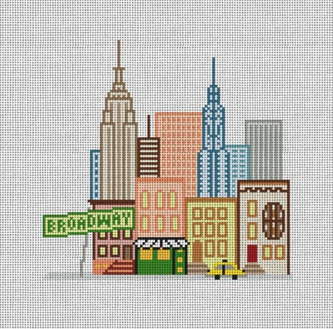 walkers needlepoint nyc scene canvas