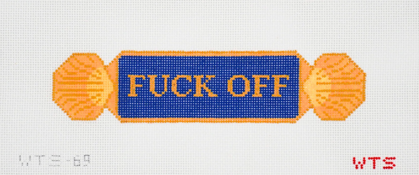 whats the stitch Fuck Off Quarterboard needlepoint canvas