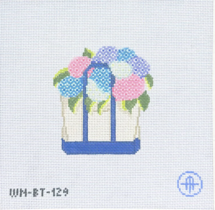wheelhaus Blooming Hydrangeas Tote Multi Colored needlepoint canvas