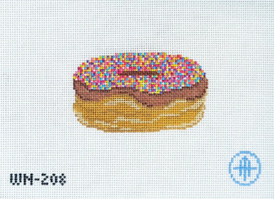 wheelhaus Its Sprinkles Chocolate Donut needlepoint canvas