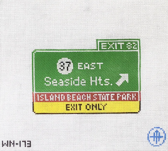 wheelhaus NJ Parkway Beach Exit 82 Sign needlepoint canvas
