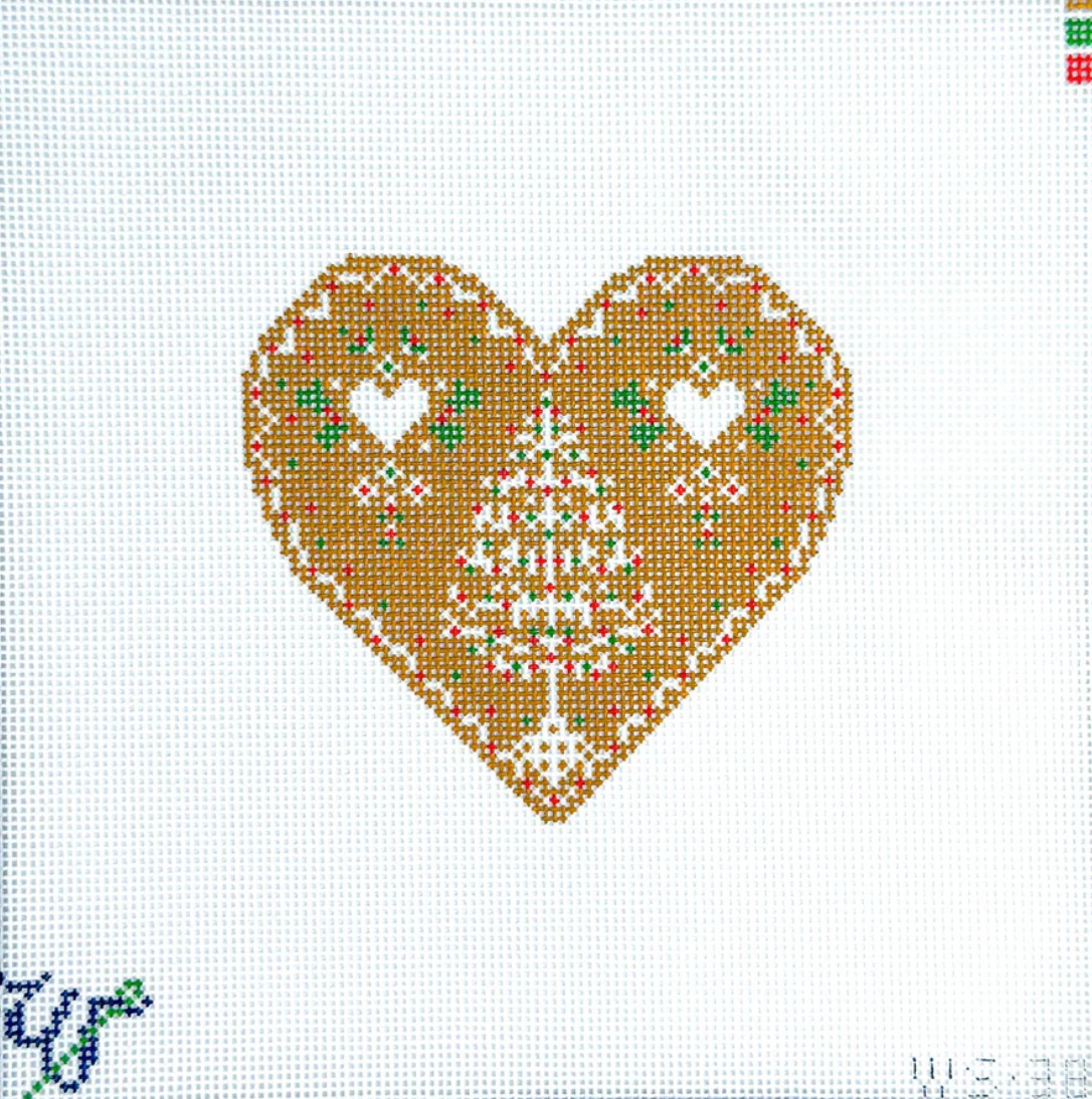 wipstitch Gingerbread Tree Heart needlepoint canvas
