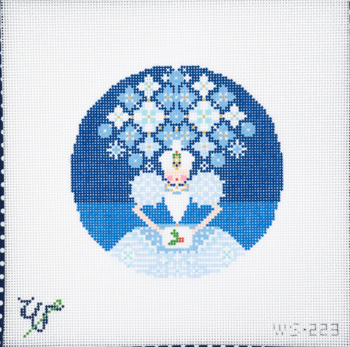 wipstitch Snow Queen Round needlepoint canvas
