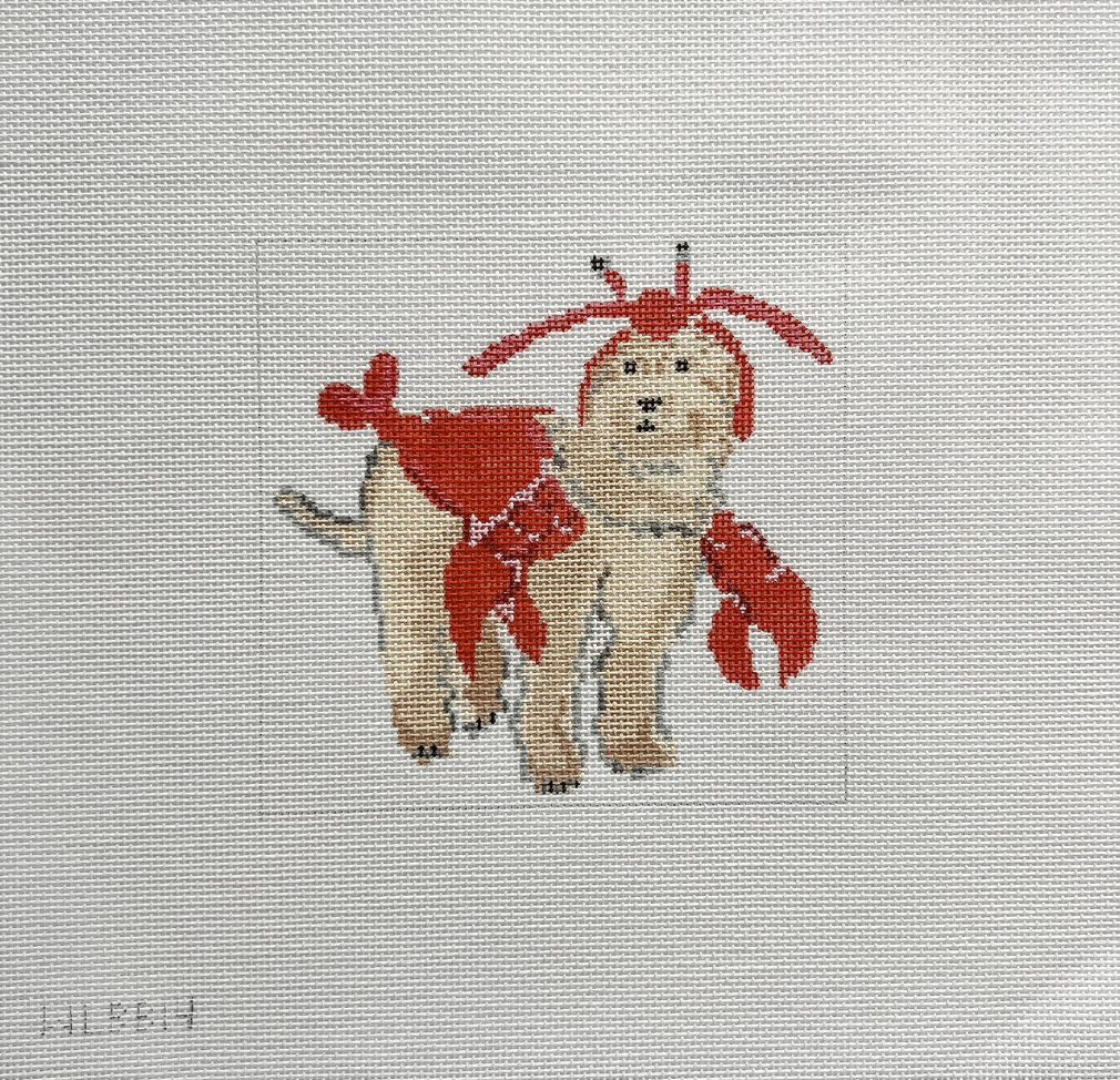 with love by bug Lobster Pup needlepoint canvas