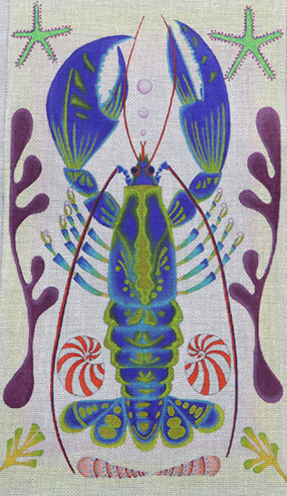 zecca Pearl Collector blue Lobster needlepoint canvas 13 mesh